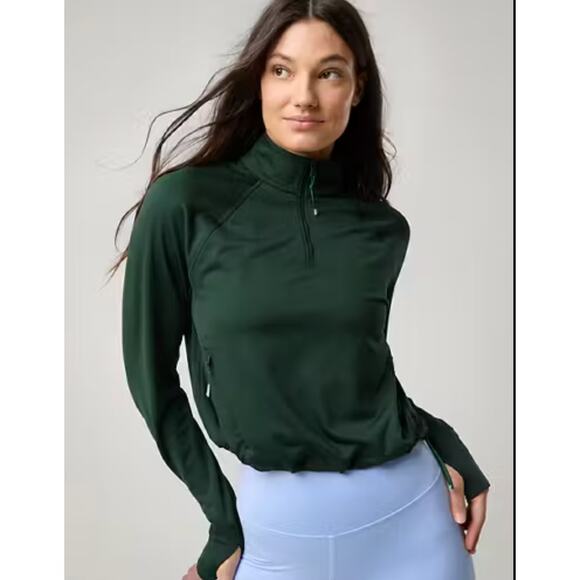 OFFLINE by Aerie Warm Up Quarter Zip Forest Green Size Small - Picture 1 of 4